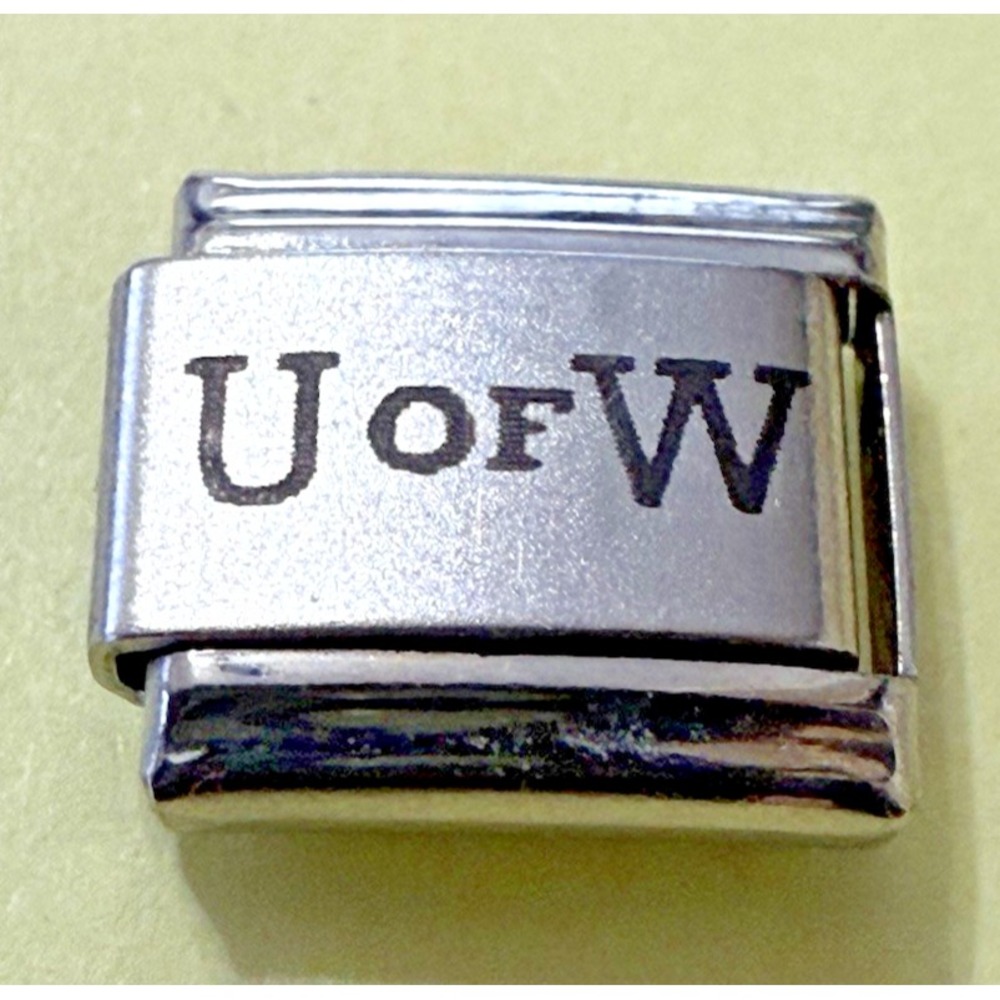 Bella Fabcini Italian Charm Unisex 9mm Silver Brand New U of W Printed Link